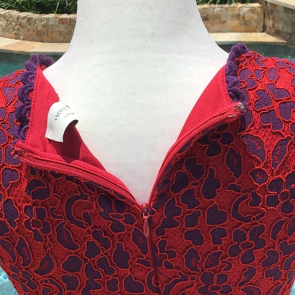 Mystic red & purple lace dress w/ peek-a-boo net - Picture 7 of 16